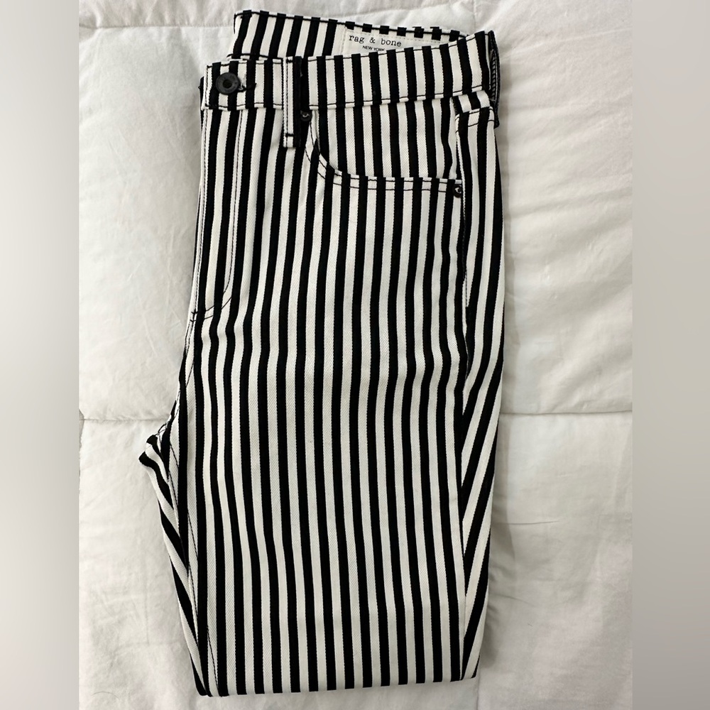 Rag & bone High Rise Ankle Skinny Stripes Jeans